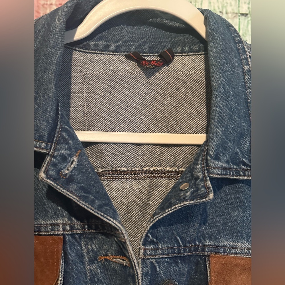 Womens Jean Denim Suede Fringe Western Cowgirl Rodeo Jacket Large Rock n Roll - Picture 7 of 16